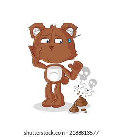 the bear with stinky waste illustration. character vector