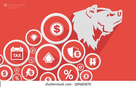 Bear Stock exchange concept,Red version,vector