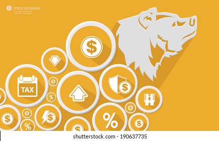 Bear Stock exchange concept,Yellow version,vector