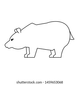 Bear stock market invest decrease symbol in black and white vector illustration