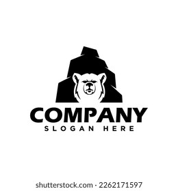 bear and stone logo icon and vector