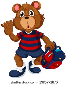 Estudiante de oso con ilustración de mochila