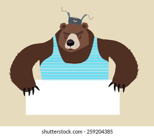 Bear stuff holding blank paper