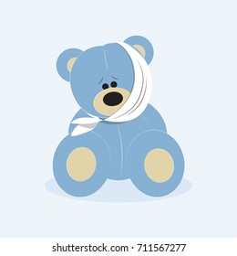 Bear stuffed baby toy with tooth ache vector illustration 