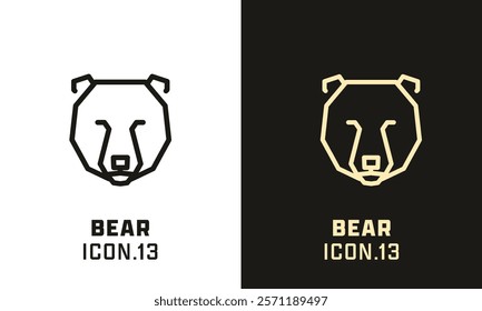 Bear stylized head geometric line icon