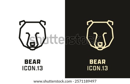 Bear stylized head geometric line icon