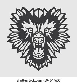 Bear Stylized Head Mascot Logo