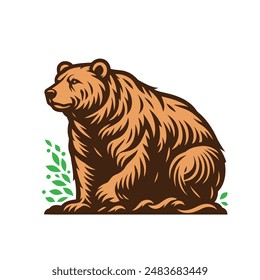 Bear stylized logo template, The emblem with bear for a sports team. Vector illustration isolated on white