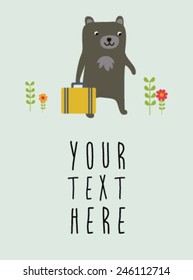 Bear in suitcase greeting card 