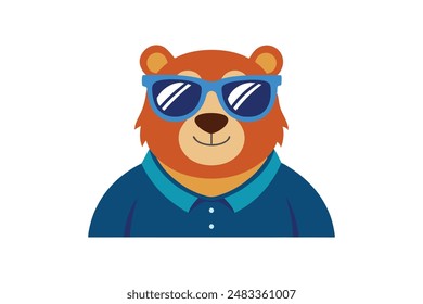 Bear with sunglasses vector image illustration 