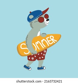 bear surfing sport design cartoon vector illustration for t shirt