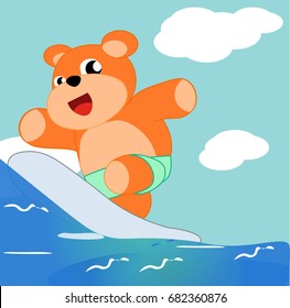 bear surfing.vector cartoon illustration