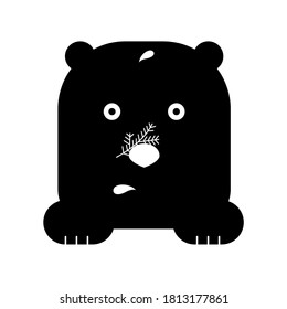 Bear surprised. Minimalism. Scandi style. Vector isolated on a white background