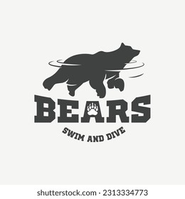 Bear swim and dive logo, polar Bear Logo Water Bear Logo Swimming Polar Bear Logo