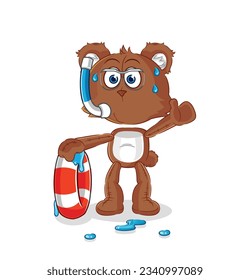 the bear swimmer with buoy mascot. cartoon vector