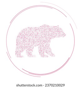 The bear symbol filled with pink dots. Pointillism style. Vector illustration on white background