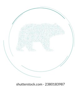 The bear symbol filled with teal dots. Pointillism style. Vector illustration on white background