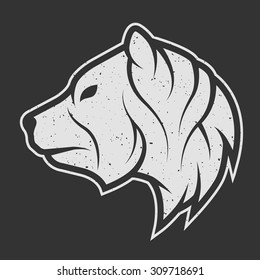Bear symbol, the logo for dark background. Vintage linear style.