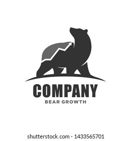 Bear symbol with upward growth graph logo