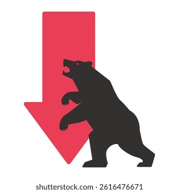Bear symbolizing market decline with downward arrow