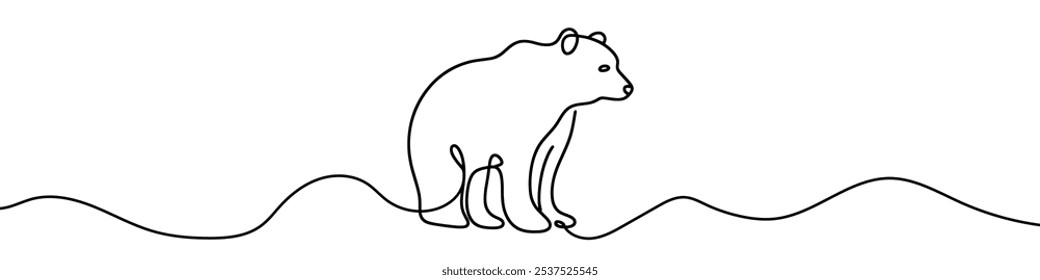 O urso está fazendo um passeio de lazer em um desenho de linha contínua