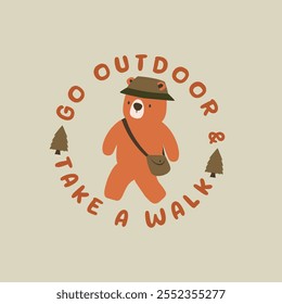 bear taking a walk on outdoor vector