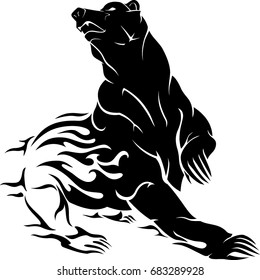 Bear Tattoo Flame Art
