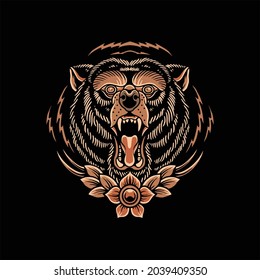 bear tattoo illustration vector design