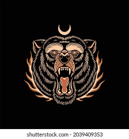 bear tattoo illustration vector design