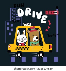 bear the taxi driver funny animal cartoon