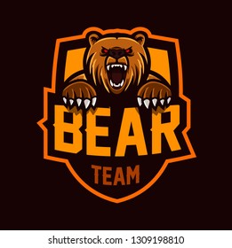 Bear Team - Mascot & E-sport Logo - All elements on this template are editable with vector software