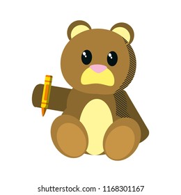 bear teddy cute toy with crayon