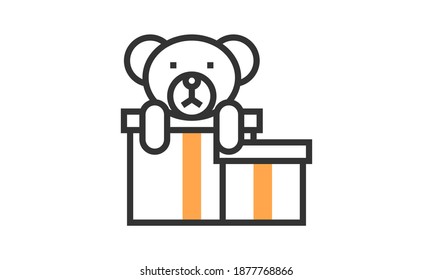 Bear teddy with gift box icon vector image