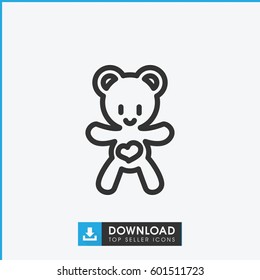 bear teddy icon. simple outline bear teddy vector icon. on white background.