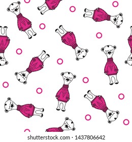 bear teddy polar Seamless pattern. doodle vector.