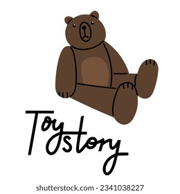 The Bear Teddy retro toys for children. Vector illustrations for create unique t-shirt, cup or bag design, house poster, wallpaper, textiles, apparel or postcards 