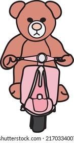 Bear Tedy Riding a Scooter