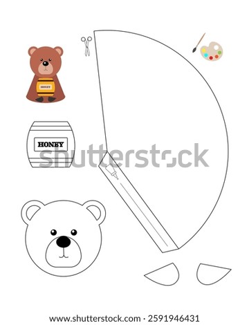 Bear template for coloring and building for games