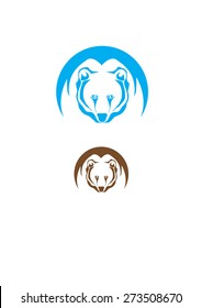 Bear template silhouette logo. Round sign.