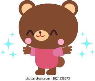 Bear that is happy raising its hands illustration.