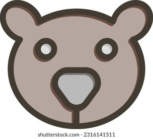 Bear Thick Line Filled Colors For Personal And Commercial Use.

