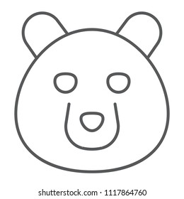 Bear thin line icon, animal and zoo, grizzly sign vector graphics, a linear pattern on a white background, eps 10.