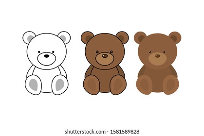 Bear three characters, Teddy bear icon 