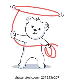 Bear throwing rope, flat sticker 