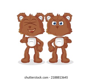 the bear thumbs up and thumbs down. cartoon mascot vector