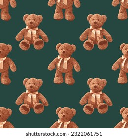 bear with tie pattern in green background