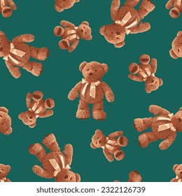bear with tie pattern in green background