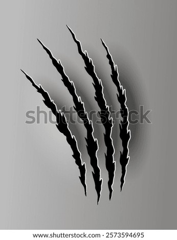 Bear or tiger claw mark. Scratches and torn traces of vector animal paw slashes. Hole in sheet of paper with torn edges. Vector illustration