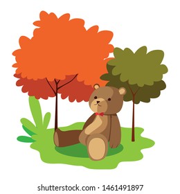 bear toy baby park background