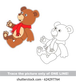 Bear Toy to be traced only of one line, the tracing educational game to preschool kids with easy game level, the colorful and colorless version.